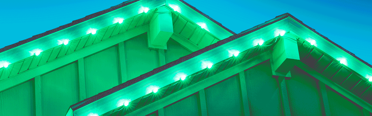 house with light stream color changing lights