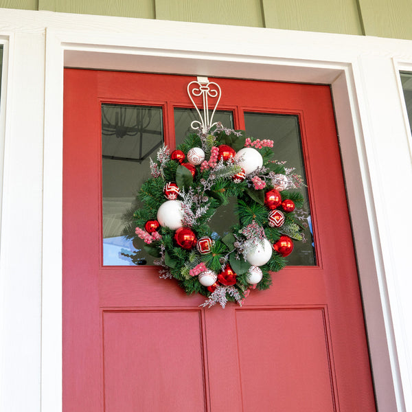 Nordic Red and White Wreath - 24" (unlit)