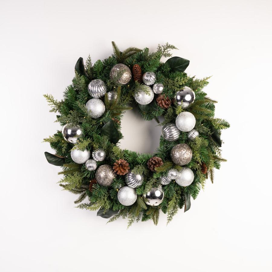 Silver & Pine Signature Wreath | Village Lighting Company