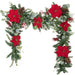 Christmas Poinsettia Christmas Garland - 9 ft. Thumbnail | Village Lighting Company