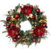 Golden Leaf Red Magnolia Lighted Christmas Wreath - 30
