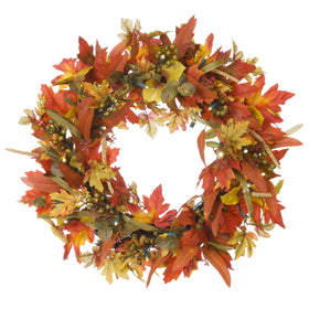 Fall Harvest Leaf Lighted Wreath - 24