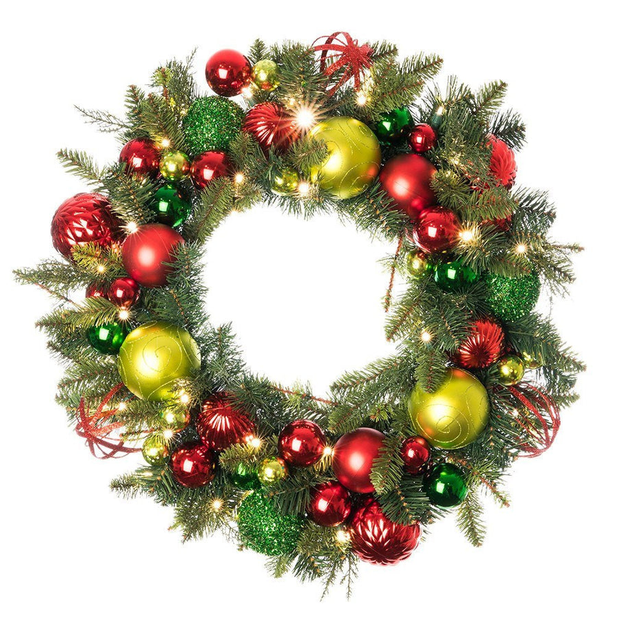 Festive Holiday Decorated Wreath - Village Lighting Company | Village Lighting Company