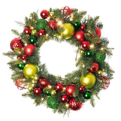 Festive Holiday Decorated Wreath - Village Lighting Company