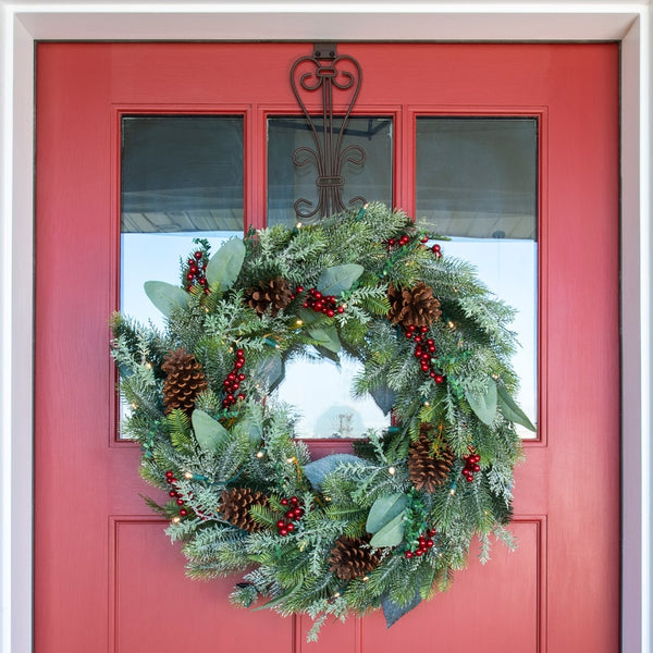 Winter Frost Decorated Wreath - Village Lighting Company