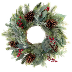 Winter Frost Decorated Wreath 24" - Village Lighting Company