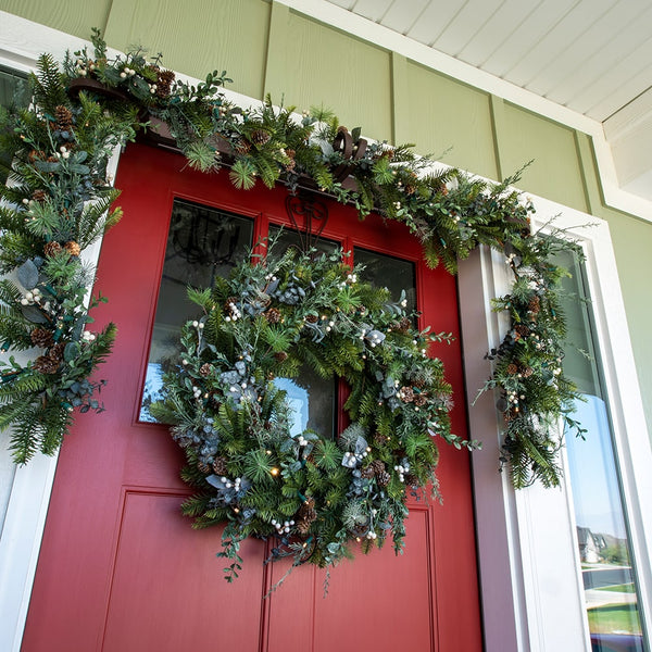 Rustic White Berry Decorated Wreath - Village Lighting Company