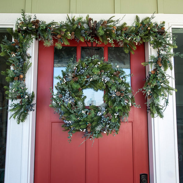 Rustic White Berry Decorated Wreath - Village Lighting Company