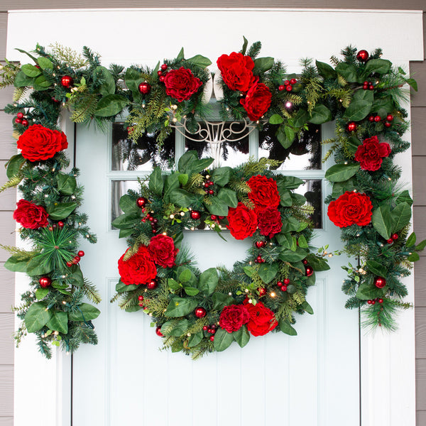 Red Peony & Berries Wreath - 30"