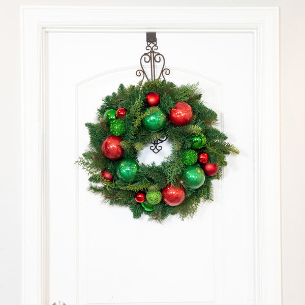 Christmas Cheer Red and Green Wreath - 24" (unlit)