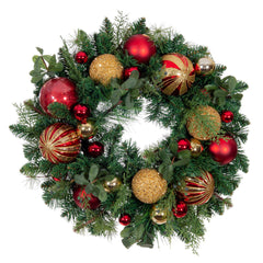 Christmas Classic Red and Gold Wreath - 24" (unlit)