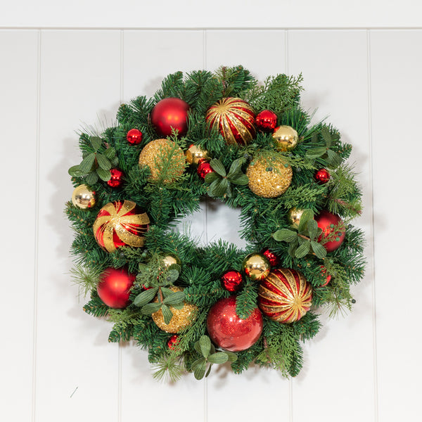 Christmas Classic Red and Gold Wreath - 24" (unlit)