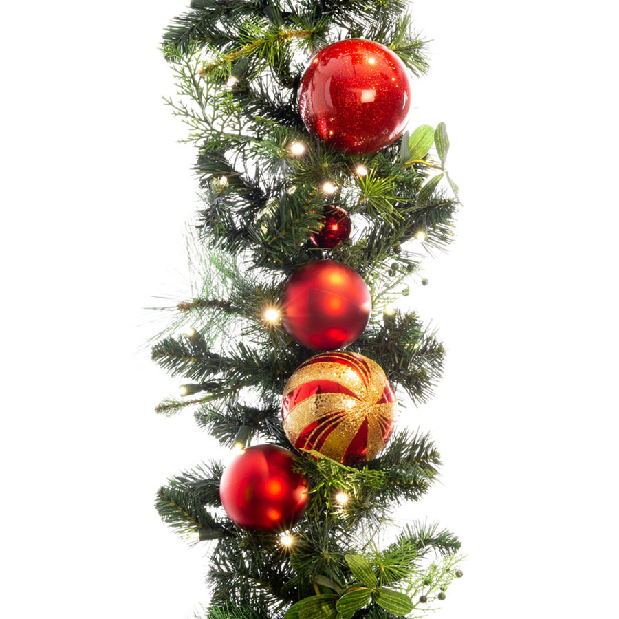 Christmas Classic Red and Gold Garland - 9' | Village Lighting Company