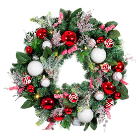 Nordic Red and White Wreath | Village Lighting Company