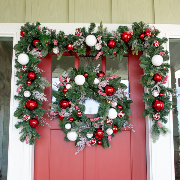 Nordic Red and White Garland - 9'
