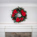 Christmas Poinsettia Lighted Christmas Wreath - 30