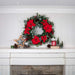 Christmas Poinsettia Lighted Christmas Wreath - 30