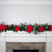 Christmas Poinsettia Christmas Garland - 9 ft. Thumbnail | Village Lighting Company