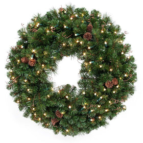 Black Forest Battery Operated Wreath (30 in.) | Village Lighting Company