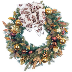 Gold Berry & Ornament Wreath - Village Lighting Company